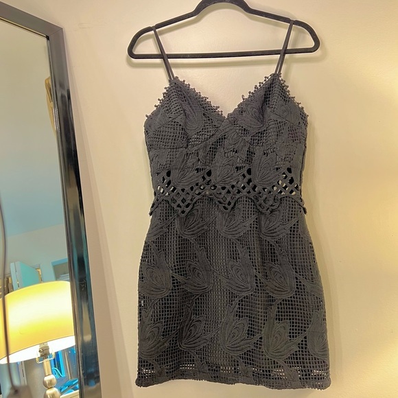 BLOOMINGDALES • AQUA • FORMAL BLACK • LACE DRESS - Picture 2 of 11